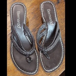 Brown Bernardo Wedge Sandals
